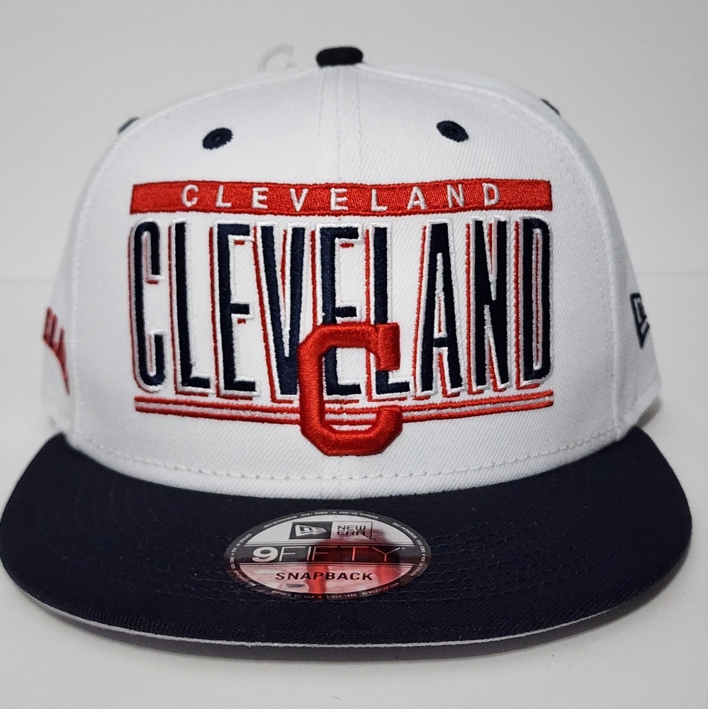 New Era Cleveland Guardians 9FIFTY‎ Snapback Hat Cap Retro Title White Blue